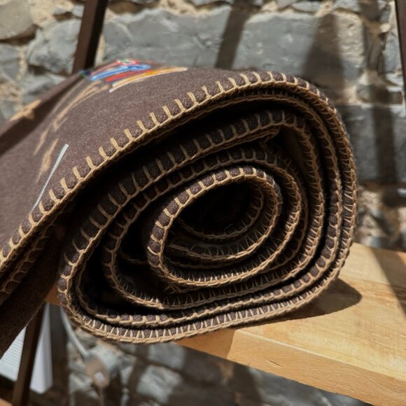 Louis Vuitton x NBA Lettering Brown Wool Cashmere Neo Monogram Blanket - Picture 9 of 13